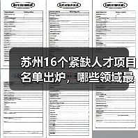 苏州16个紧缺人才项目名单出炉，哪些领域最急需？（图1）